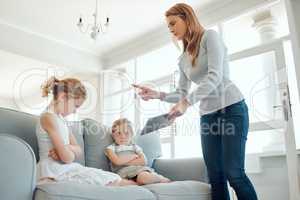 I told you to share. a mother fed up with her daughters bickering about a digital tablet at home.