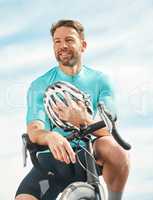 He cant count how many times hes been thankful for a helmet. a handsome mature man cycling outdoors.