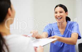 I was created to create beautiful smiles. a patient and assistant interacting in a dentist office.