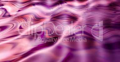 CGI abstract ripple effect of liquid with pink, purple mixture reflection of wavy pattern and texture. Wallpaper background of fluid color spectrum. Psychedelic and cosmic art or esoteric surface.
