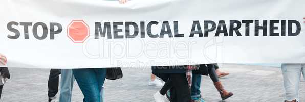 Were too aware for their liking. Cape Town, South African - October 2, 2021 Unrecognisable demonstrators holding up signs and protesting against the Covid 19 vaccine.