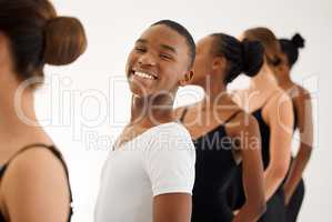 Dancing is creating a sculpture. a group of ballet dancers about to start their routine.