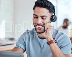 How can I put a smile on that dial. a handsome young man working in a call center.