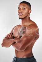 Feelings arent always logical, theyre always valid. Studio shot of a handsome shirtless young man posing against a white background.