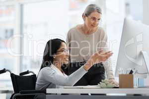 I need your opinion on something. an attractive young businesswoman getting some information from her human resources manager in the office.