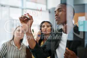 Never abandon logic for passion, be willing to sweat. a group of businesspeople brainstorming in a modern office.