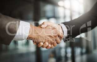 Business men in handshake hand showing success, support and trust through sign and symbol. Closeup fingers of office executives making deal and approving or welcoming, greeting and promoting