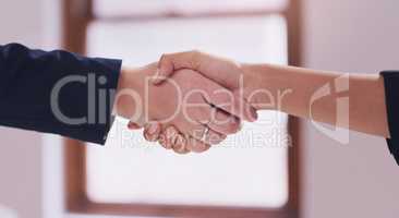 You can count on me anytime. an unrecognizable female financial advisor shaking hands with a client in her office during the day.