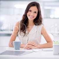 Friendly businesswoman, manager or professional leader with excellent leadership, innovation and business development skills at a corporate company. Face portrait of a boss or executive in an office