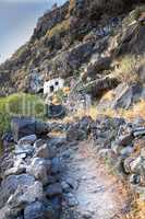 Mountain trails - La Palma, Canary Islands. Mountain trails on La Palma, the west coast, Canary Island, Spain, Aerial view.