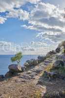 Mountain trails - La Palma, Canary Islands. Mountain trails on La Palma, the west coast, Canary Island, Spain, Aerial view.