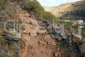 Mountain trails - La Palma, Canary Islands. Mountain trails on La Palma, the west coast, Canary Island, Spain, Aerial view.