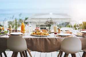 Only bring an empty stomach, well handle the rest. a beautiful table setting outdoors.