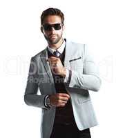 Keep it simple but make a statement. Studio shot of a handsome young man posing against a white background.