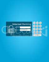 Pay your accounts on any wireless device. the log in screen of an internet banking webpage against a blue background.