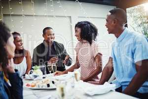 We love our random get-togethers. a group of young friends enjoying a night out.