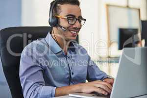 I have just the solution to fix the issue. a young call centre agent working in an office.