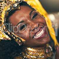The beat coms from my soul. Cropped portrait of a beautiful samba dancer performing at Carnival.