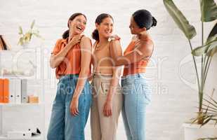 Female friends after receiving covid vaccine, happy and smiling, approving the immunity injection showing bandaid plaster arms. Diverse women recommend booster jab for protection from corona virus.