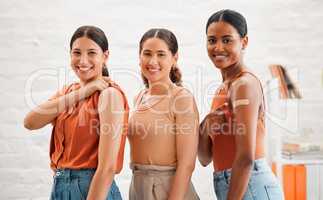 Vaccination, covid and friends take injection portrait together. Happy, smiling and cheerful teens gesture they have protection from illness. Free clinic or healthcare services for young people.