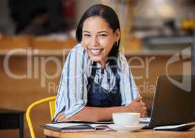 Cafe and coffee shop owner planning menu, budget and funds for success of restaurant or startup business. Happy and successful female small business owner working with store profits and finances