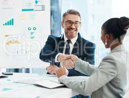 Formal, corporate meeting and handshake or business deal between workers. Partnership, trust and professional relationship with executives. Cooperation, agreement or contract with client or staff.