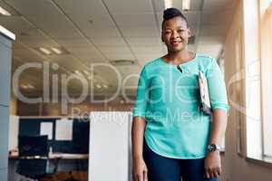 Shes got it all, experience and ambition. Portrait of a successful mature businesswoman working in an office.