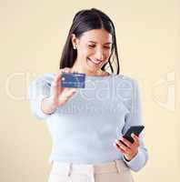 Online banking, shopping and paying with credit card for investment payment on phone. Text from money or finance bank accountant to trendy, excited and happy woman for successful savings transfer