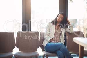 Waiting patiently to be seen. a young businesswoman in the office.