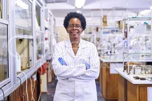 Here to make history with my scientific research. Portrait of a female scientist standing in a lab.